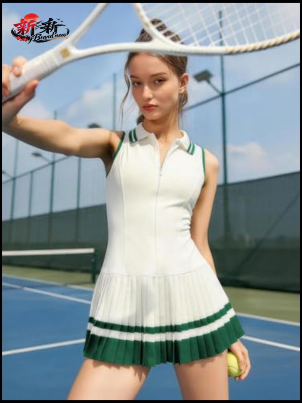 Sleeveless Golf Tennis Pickleball Dress with Built-in Bra & Shorts Pockets - Picture 2 of 7